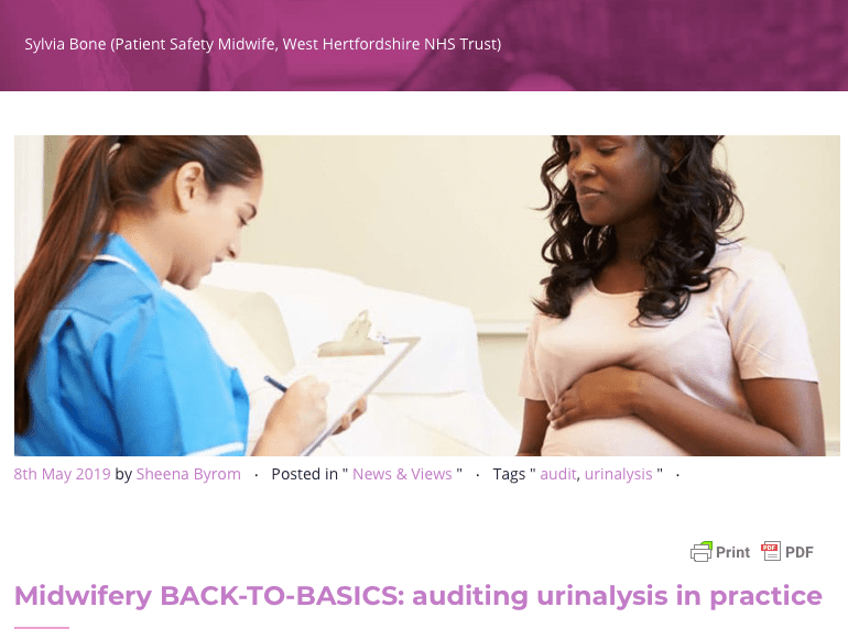 Midwifery auditing urinalysis