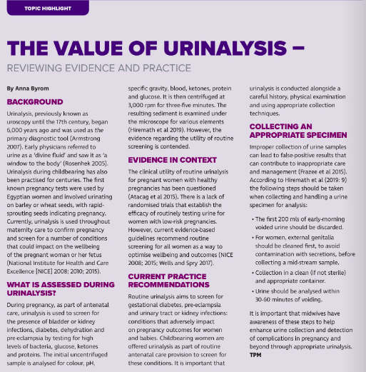 The value of urinalysis